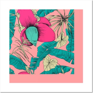 Seamless tropical pattern with banana palms Posters and Art